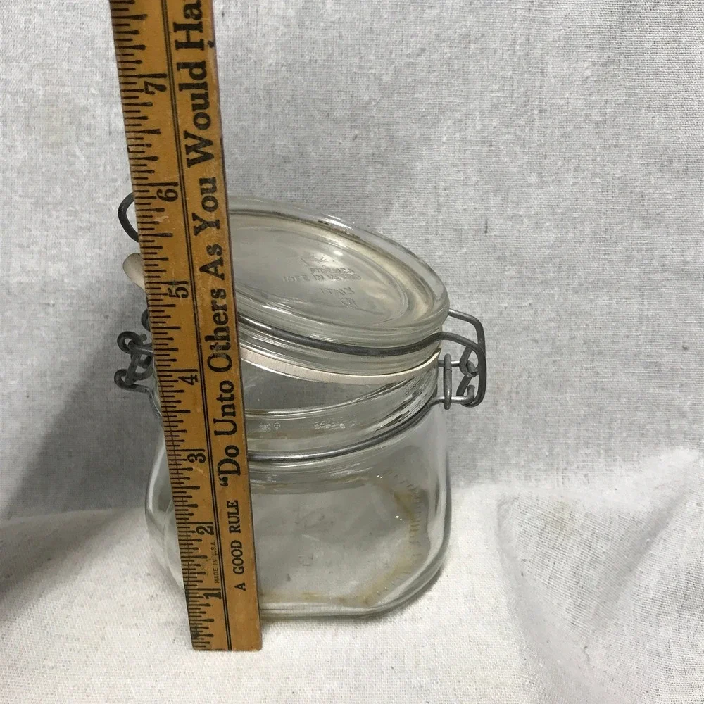 Vintage Italian Storage Jar Fidenza Italy Canning Food Storage Jar Wire Bail Lid - Picture 7 of 8